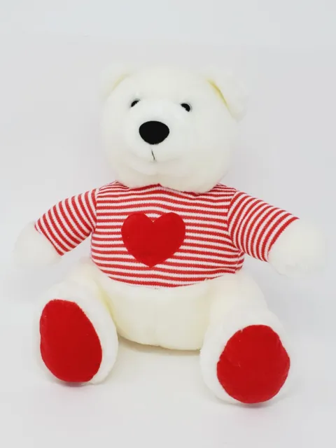 Hallmark Cards Heart Red Plush White Teddy Bear  Stuffed 10" Valentines Bear