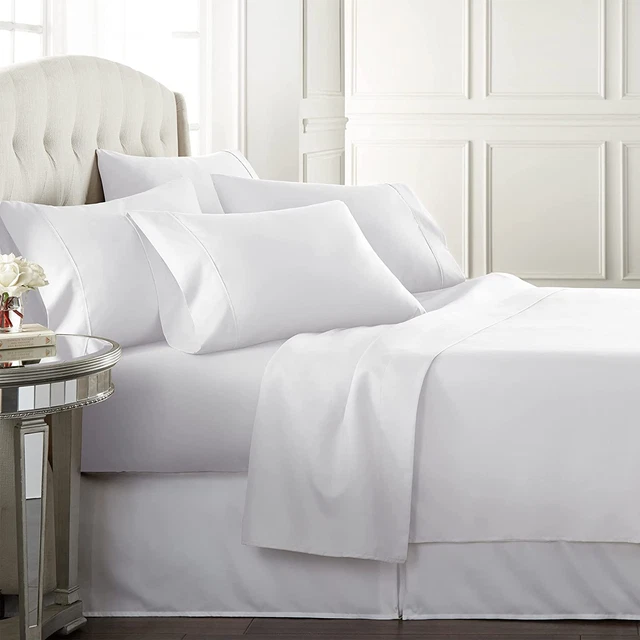 California King Sheet Set - 6 Piece Set Including 4 Pillowcases - Deep Pockets -