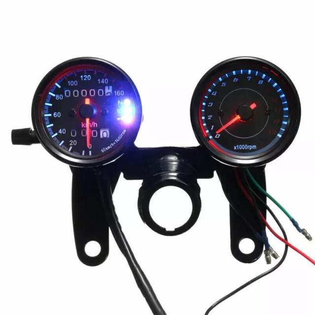 Universal Motorrad LED Licht Kilometerzähler & Drehzahlmesser Tachometer RPM