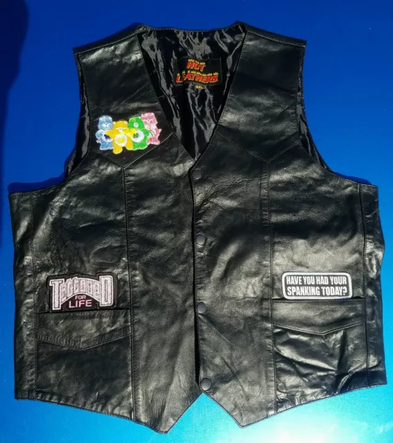 HOT LEATHERS WOMENS LADIES LEATHER MOTORCYCLE VEST XXLARGE 2XL SIZE w PATCHES