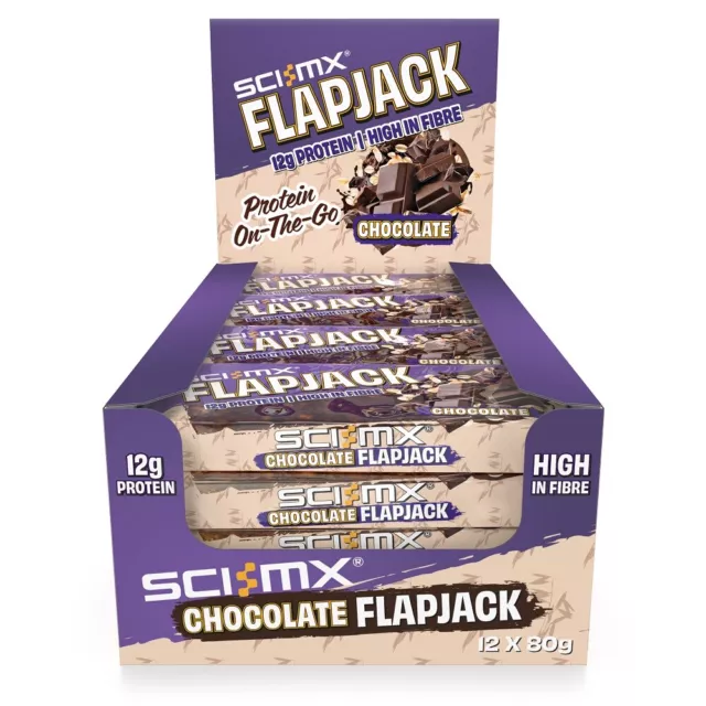 Sci-Mx Nutrition Flapjack 12x80g High Protein Fibre Bar Slow Release Vegetarian