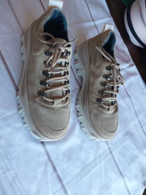 Bronx Jaxstar Trainer Sneaker Tan Suede Platform Sneakers Size 41