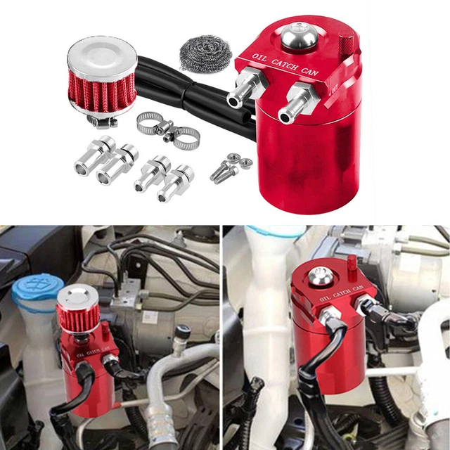 CAR BAFFLED OIL Catch Can Tank with Air Filter Hose Cleaner Reservoir