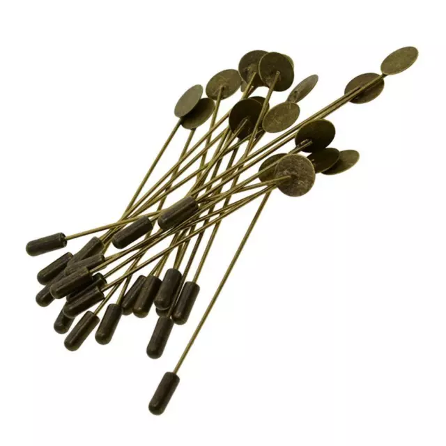 20 Set Stick Pin Tiges Chapeau Revers Broche Broche Base Broche Partie