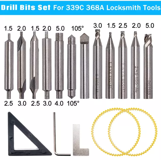 Drill Bits & Cutter Set For 368A Locksmith Tool Vertical Key Machine Spare Parts