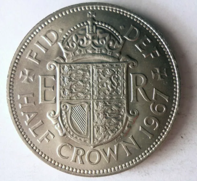 1967 GREAT BRITAIN 1/2 CROWN - Excellent Collectible Coin - FREE SHIP - Bin #167
