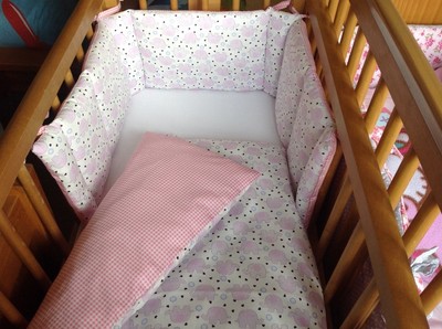 Cushi bébé filles Balançoire Berceau Pare-chocs et Parure de lit bébé éléphant Lavande Rose Nouveau 