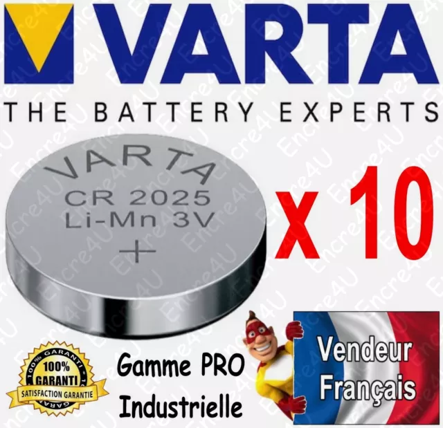 10 piles VARTA Lithium 3V CR2025 BULK - Dispo aussi x2 ou LR6 LR03 CR2032 CR2016