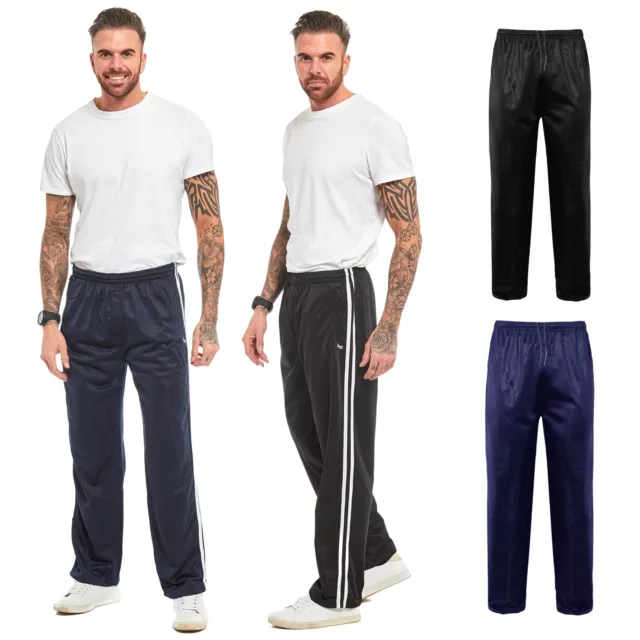 Mens Silky Jogging Bottoms Striped Joggers Gym Sports Tracksuit Pants Trousers