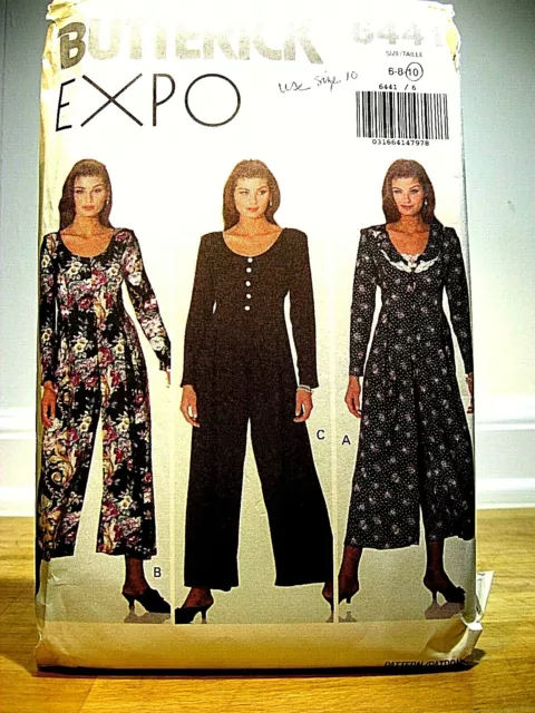Vintage 1992 Butterick Sewing Pattern 6441 Misses' Loose Fitting Jumpsuit