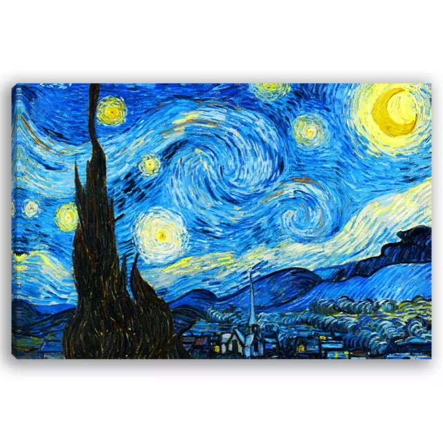 Cuadro en Lienzo Van Gogh La noche estrellada Marco madera Decoración para hogar