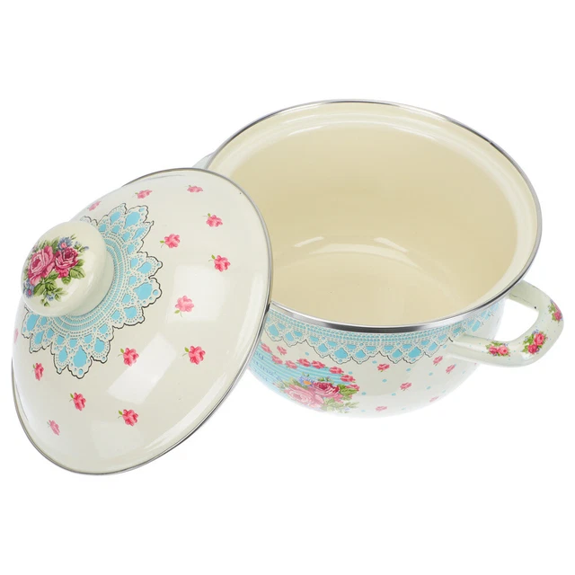 Utensilios de cocina de esmalte doble oreja esmalte sopa porcelana cazuela