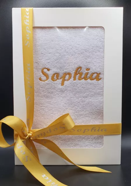 Personalised Name Towel Embroidered  White Luxury Gift Christmas Birthday
