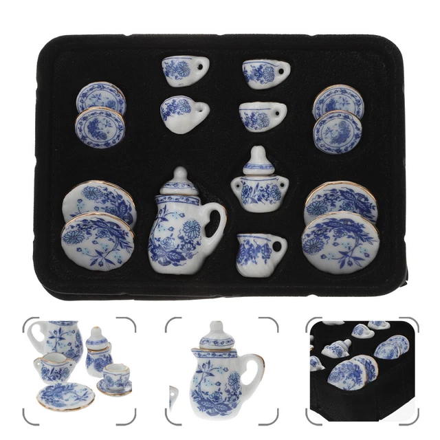 MINI TEA CUPS Teapot for Dollhouse Set Delicate Kitchen Toys £7.68