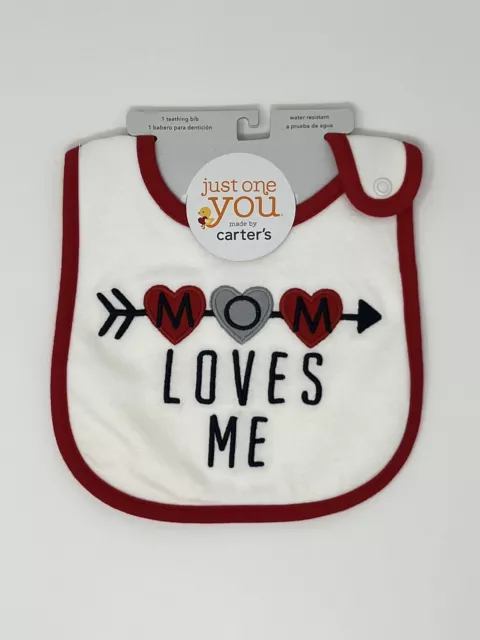 Carter's Baby Boys & Girls “MOM LOVES ME” Cotton Bib One Size White/Red/Navy