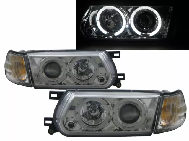 Sentra B13 MK3 95-17 Facelift Halo Projector Headlight Chrome V1 for NISSAN LHD