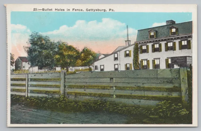 Military~Bullet Holes In Fence~Gettysburg Pennsylvania~Vintage Postcard