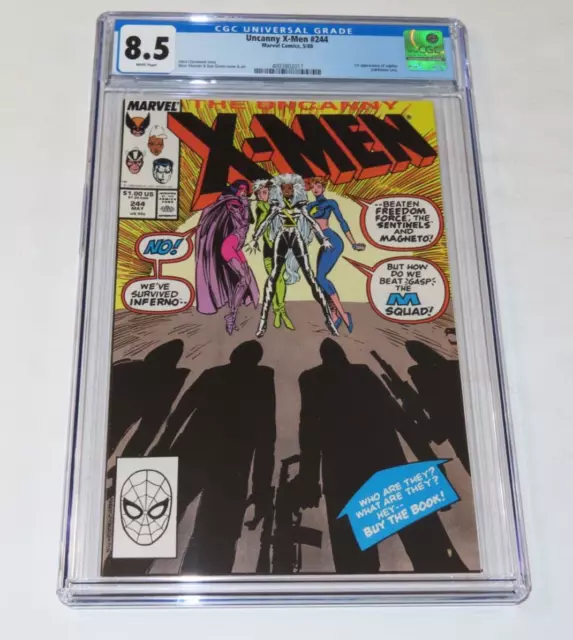 Uncanny X-Men #244 CGC 8.5 White Pages Marvel  Comics 1989  1st app Jubilee