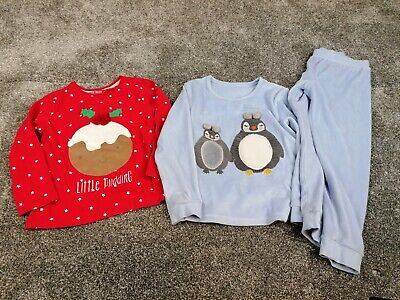 Girls Age 4-5 Years Christmas Theme Clothes Bundle Pyjamas And Top M&S F&F