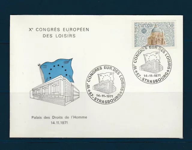 FRe  carte  congrès Européen des loisirs  67 Strasbourg  1971