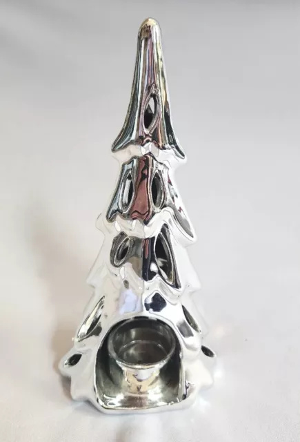 Yankee Candle Silver/Chrome Holiday Christmas Tree Votive Candle Holder 10 inch