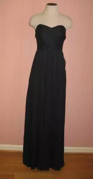 J Crew Petite Arabelle Long Dress Silk Chiffon Size 8P 8 Newport Navy Gown