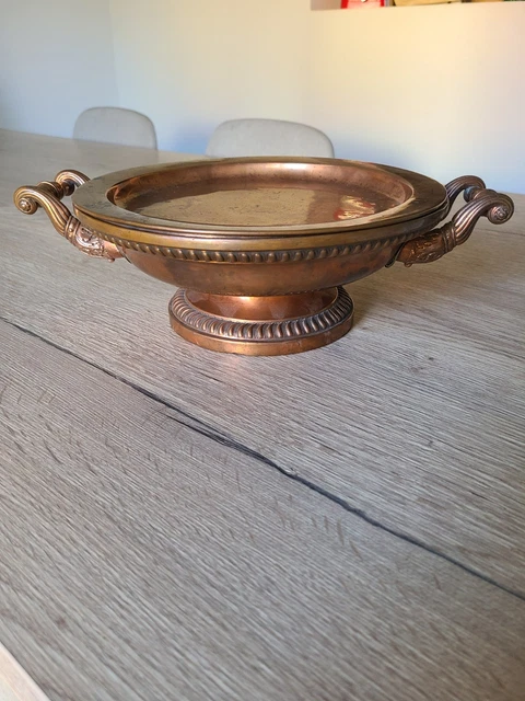 Grand Plat Ancien En Cuivre Martelé – Cheminée Française XVIII-XIXème Siècle