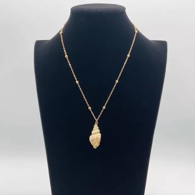 Shell Necklace Gold Plated Pendant Sea Spiral 2 Nautical Beach Coast Gift Jewel