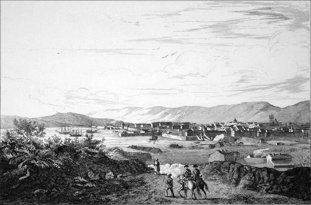 La RADE de TOULON & le MONT FARON au début du 19eme siècle - Gravure 19e siècle