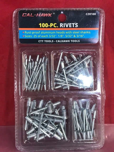 Cal-Hawk 100 Piece Rivets Set NEW CZR100