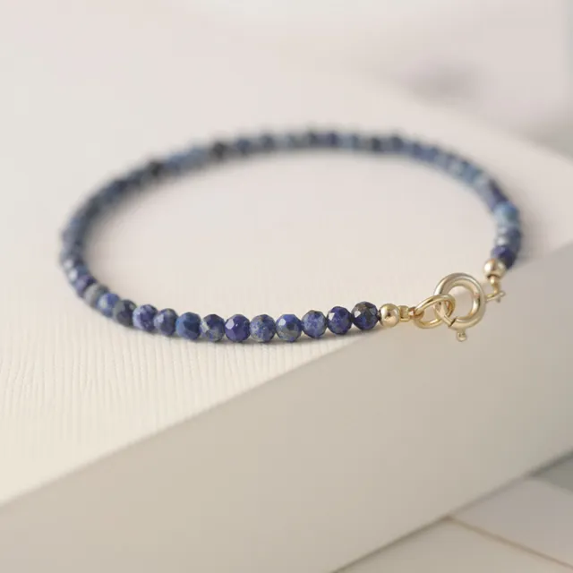 Natural Lapis Lazuli Stone Dainty Bracelet Blue Gemstone Bracelet Minimalism US