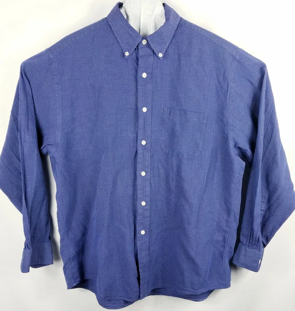 BROOKS BROTHERS Mens Blue Plaid Long Sleeve Button-Down Shirt Sz Large
