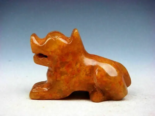 Old Nephrite Jade Stone Carved Sculpture Seated FOO DOG LION #07201909