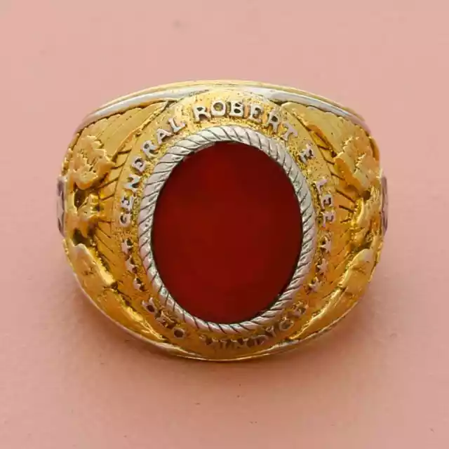 franklin mint sterling silver mens vintage carnelian robert e lee ring size 9