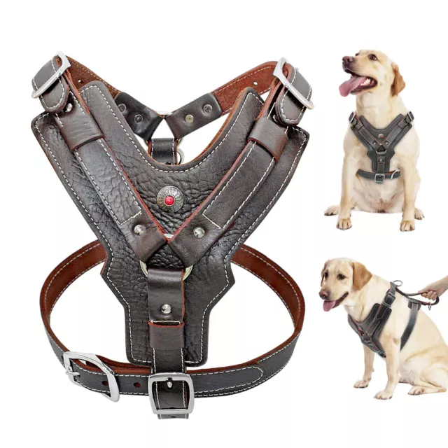Leather Dog Harness for Large Dogs Heavy Duty Adjustable Doberman PitbullVest