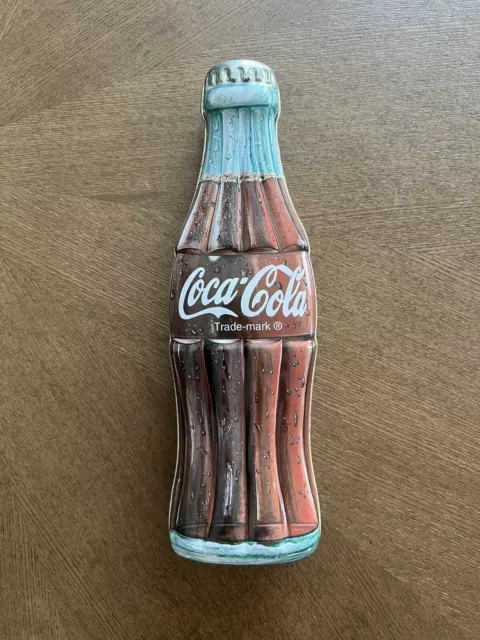 Coca Cola Coke Trademark Brand 9 1/2" Bottle Shaped Tin Box 1996 