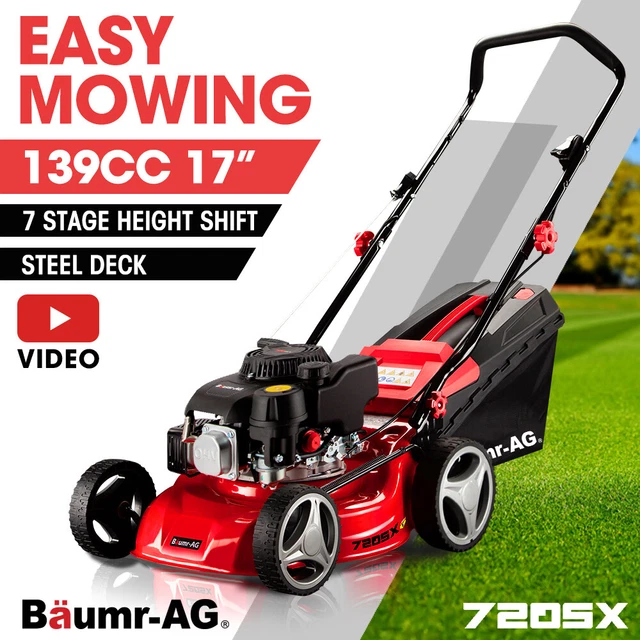 BAUMR-AG 17"  Lawn Mower 139cc 4-Stroke Petrol Lawnmower Steel Push Engine