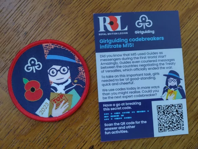 Girlguiding Badges - Cloth Remembrance Badge with card 2023