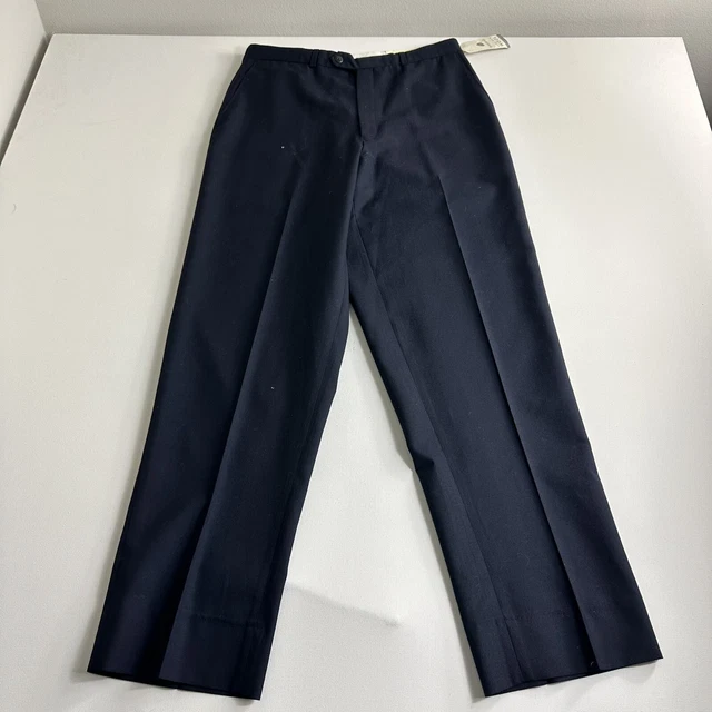 NEW Lauren Ralph Lauren Super 100s Wool Dress Pants Size 32x32 Blue Flat Front￼