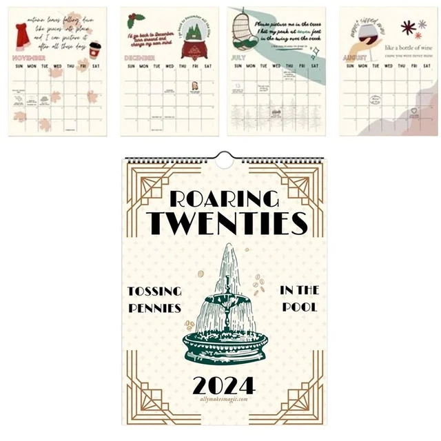 PAPER 2024 ROARING Twenties Calendar Hanging Calendar Home Decoration