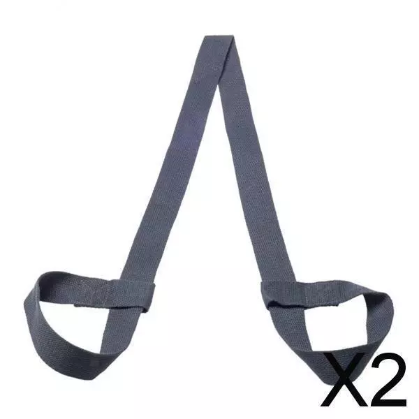 2X Cotton Yoga Mat Strap Pilates Mat Carrier Fitness Stretchy Loop Dark Grey