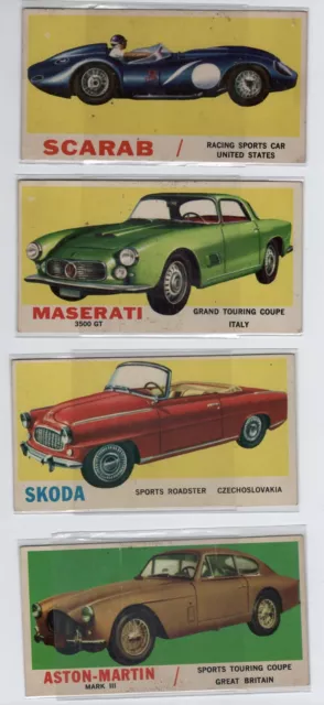 Vintage Lot Of  1961 TOPPS Auto Sport Cars Cards Maserati, Austin-Martin, Scarab