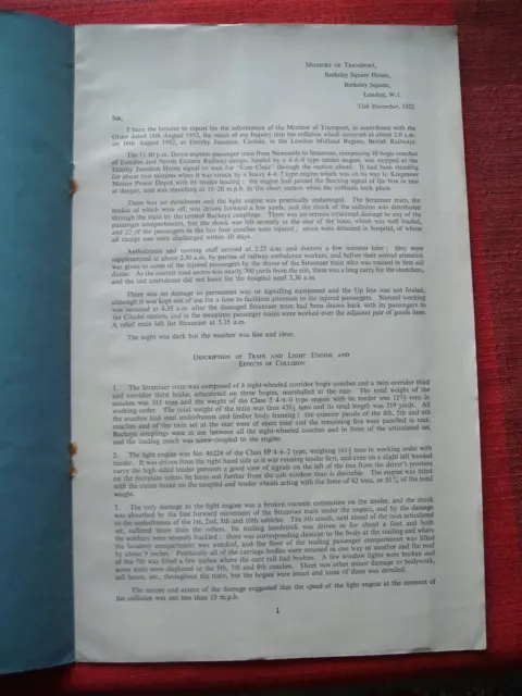 Railway Accident Collision Report 1952 Etterby Junction LMR BR HMSO History Plan 2