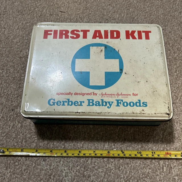 Vintage Johnsons Medical First Aid Tin And Contents Hinged Lid 60s