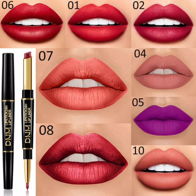 12 Colors Double Head Long Lasting Pencil Lipstick Pen Lip Liner Waterproof 3