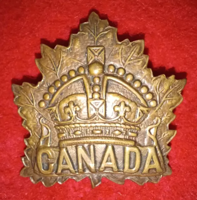 "CANADA" CEF WW1 General Service Cap Badge, Browned Brass