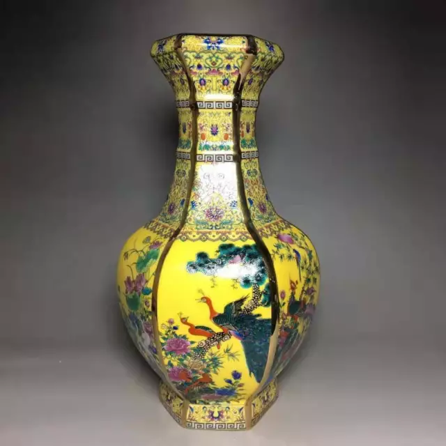 Chinese Cloisonne Enamel Porcelain Handmade flower birds Exquisite Vase