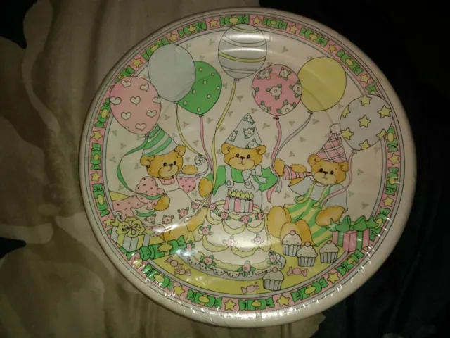 Vintage 80's  Paper Plates LUCY RIGG Teddy Bear Birthday Baby Shower