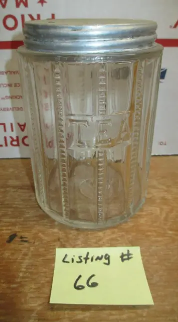 Hoosier Cabinet Original Zipper Tea Spice Jar Glass 2 Pcs.   Lot # 66