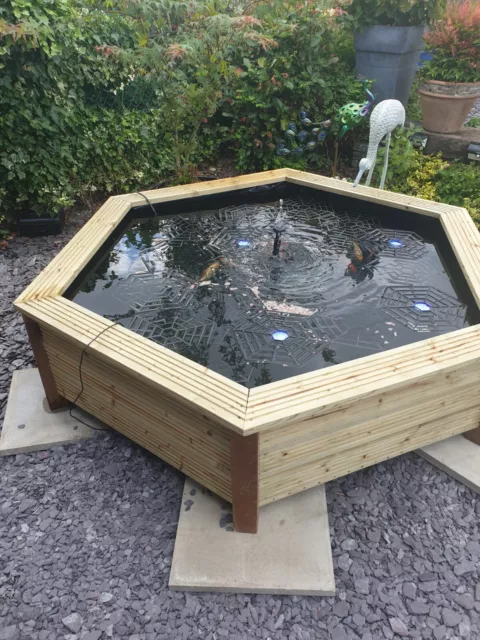 XL Raised Pond Hexagonal Garden Water Feature 180cm Wide 430 litres Ready To Use